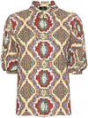 Etro Graphic-print Cady Blouse In Red