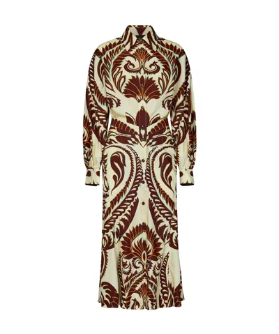 Etro Graphic-print Cotton Shirtdress In Brown