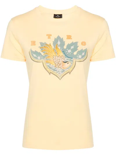 Etro Graphic-print Cotton T-shirt In Yellow