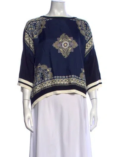 Pre-owned Etro Graphic Print Crew Neck Sweater In Blue