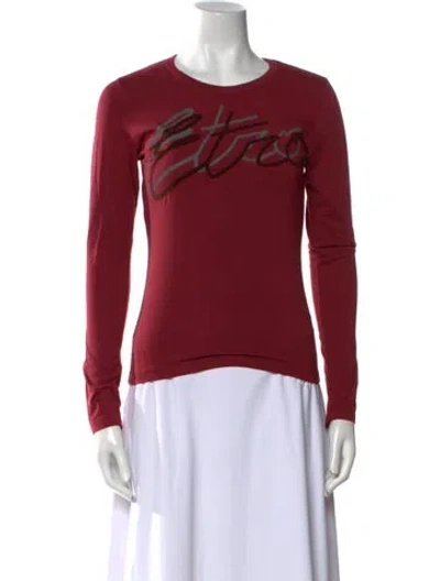 Pre-owned Etro Graphic Print Crew Neck Top W/ Tags In Red