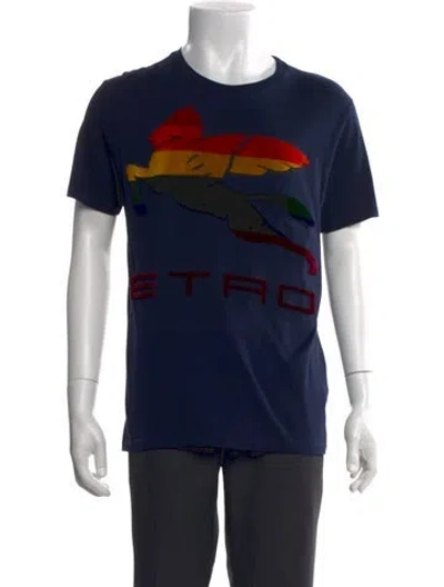 Pre-owned Etro Graphic Print Crew Neck T-shirt In Blue
