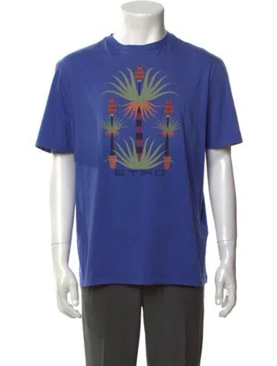 Pre-owned Etro Graphic Print Crew Neck T-shirt In Blue