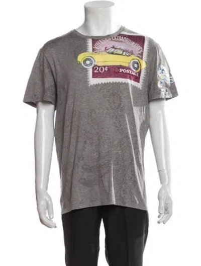 Pre-owned Etro Graphic Print Crew Neck T-shirt In Gray