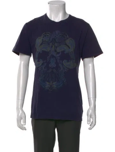 Pre-owned Etro Graphic Print Crew Neck T-shirt W/ Tags In Blue