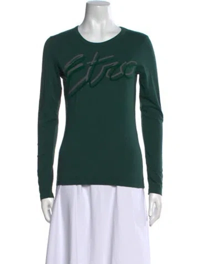 Pre-owned Etro Graphic Print Crew Neck T-shirt W/ Tags In Green
