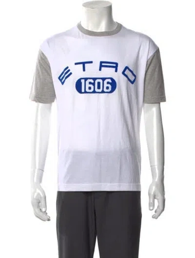 Pre-owned Etro Graphic Print Crew Neck T-shirt In White