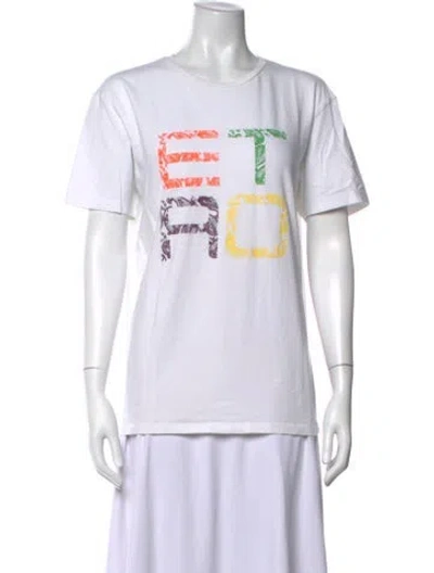 Pre-owned Etro Graphic Print Crew Neck T-shirt In White