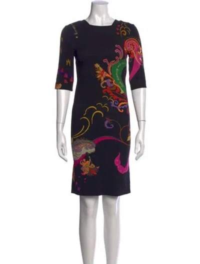 Pre-owned Etro Graphic Print Knee-length Dress In Black