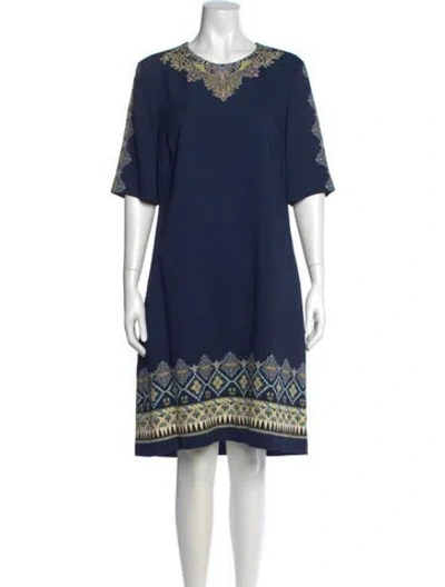 Pre-owned Etro Graphic Print Knee-length Dress In Blue