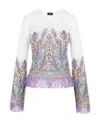 Etro Fringed Knitted Top In White