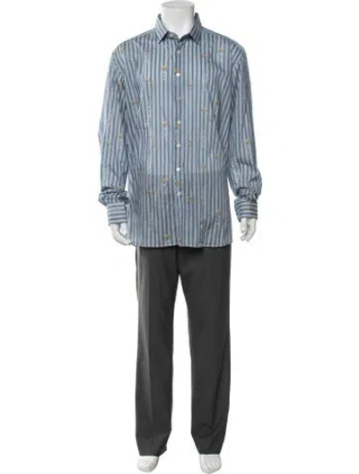 Pre-owned Etro Graphic Print Long Sleeve Shirt In Blue