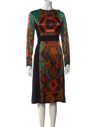 Pre-owned Etro Graphic Print Midi Length Dress In Black