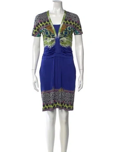 Pre-owned Etro Graphic Print Mini Dress In Blue