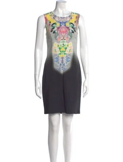 Pre-owned Etro Graphic Print Mini Dress In Gray