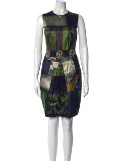 Pre-owned Etro Graphic Print Mini Dress In Green