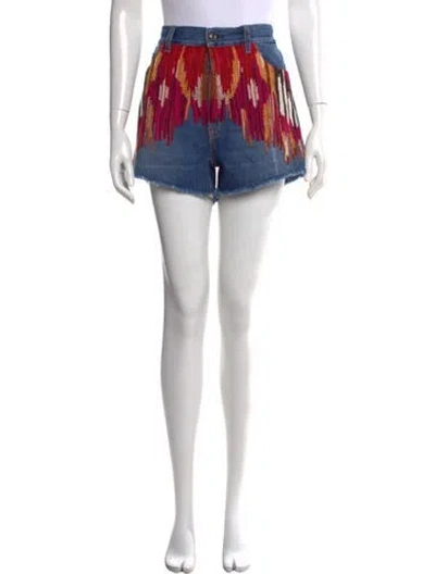Pre-owned Etro Graphic Print Mini Shorts W/ Tags In Blue