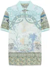 Etro Graphic-print Polo Shirt In Blue