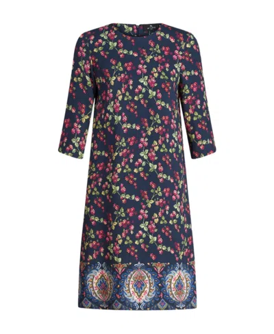 Etro Graphic Print Round Neck Midi Dress In Multi