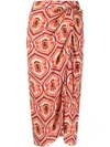 Etro Sarong Skirt With Graphic Print In Orange