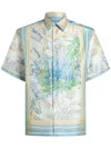Etro , Oversized Silk Shirt, Man, Light Blue, Size L In Blue