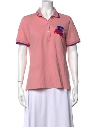 Pre-owned Etro Graphic Print Short Sleeve Polo In Pink