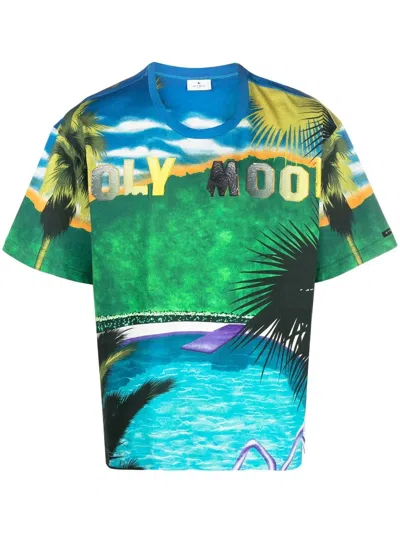 Etro All Over Print Graphic T-shirt California In Multi
