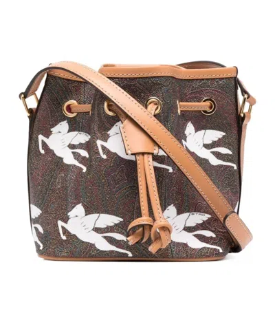 Etro Graphic-print Shoulder Bag In Brown