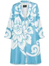 Etro Printed Silk Coat In Blue