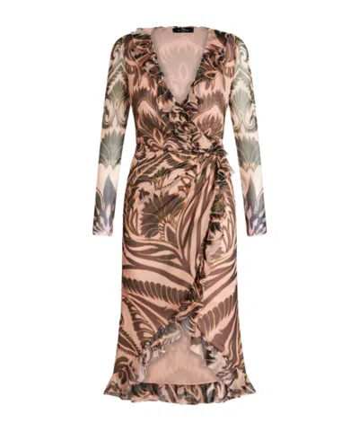 ETRO ETRO GRAPHIC-PRINTED RUFFLED DETAILED MIDI DRESS