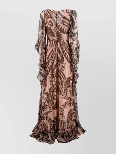 ETRO GRAPHIC PRINT SILK MAXI DRESS