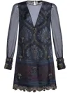 Etro Graphic-print Silk Minidress In Blue