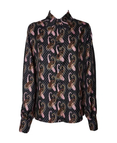 Etro Graphic-print Silk Shirt In Black