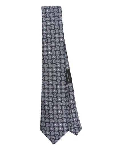 Etro Graphic-print Silk Tie In Blau