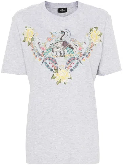 Etro Graphic-print T-shirt In Gray