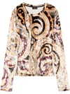 Etro Paisley Velvet Top In Gold