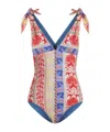 Etro Printed Tie-shoulder One-piece Swimsuit In Pink