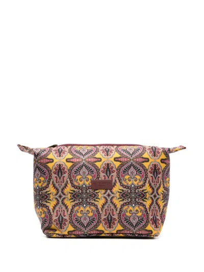 Etro Graphic-print Wash Bag In Yellow