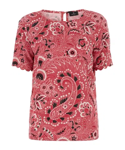 Etro Printed Stretch Viscose Blouse In Pink