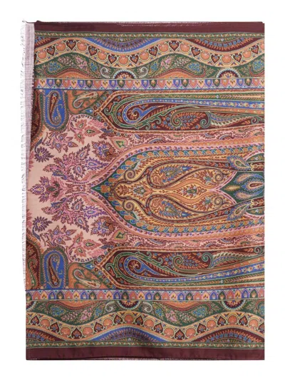 Etro Graphic Printed Frayed Edge Scarf In Multi