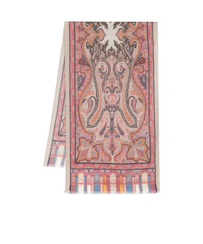 Etro Paisley-print Cashmere Blend Scarf In Nude