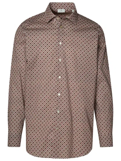 Etro Graphic Printed Long Sleeved Shirt In Brown