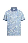 Etro Polo Shirt With Print In Azure