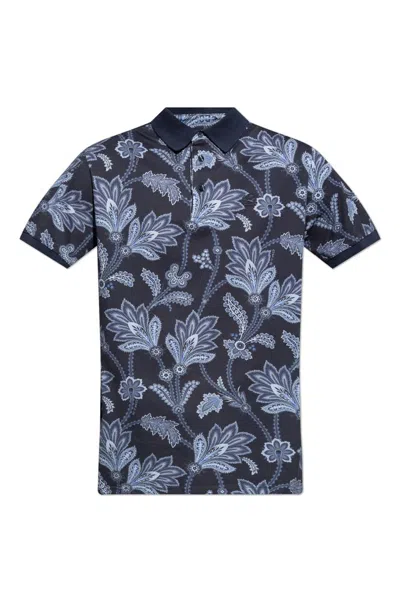 Etro Botanical-print Cotton Shirt In Blue