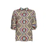 Etro Graphic Printed Straight Hem Cady Blouse In Multicolour