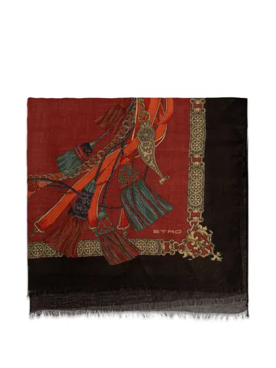 Etro Graphic-print Frayed Scarf In Multi