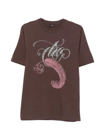 Etro Graphic-print Short-sleeve T-shirt In Brown
