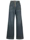 Etro High Waist Wide Leg Jeans With Contrast Stitching In Grey