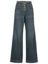 Etro High Waist Wide Leg Jeans With Contrast Stitching In Grey