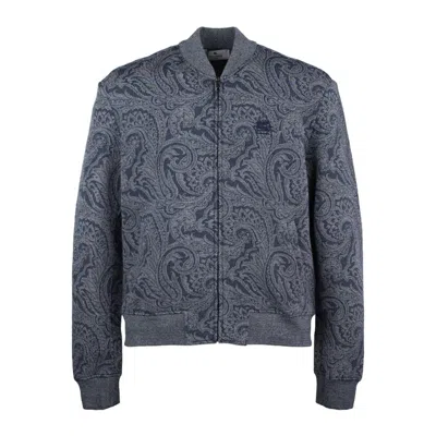 Etro Gray Jacquard Bomber With Logo